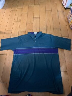 Arrow Teal Polo with Purple Stripe